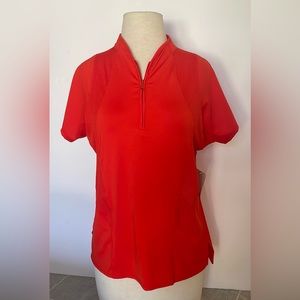 Lucky In Love Ladies Mock Collar SS   1/4 Zip Top in S M L XL Golf Tennis NWT